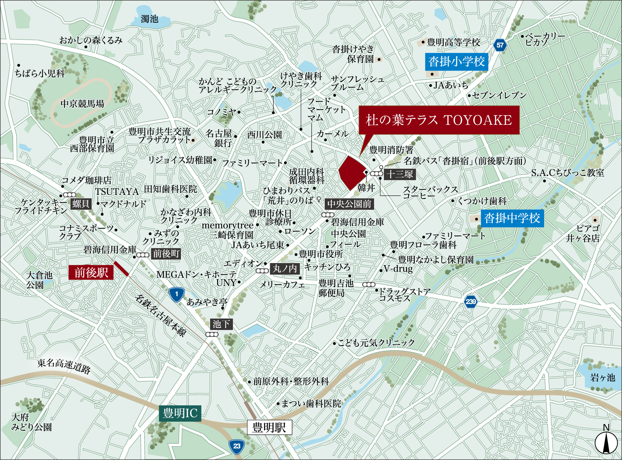 杜の葉テラス TOYOAKE　現地案内図